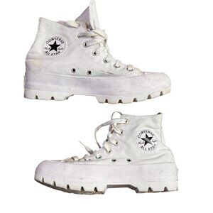 Converse All Star Womens Chunky Platform Sneakers‎ 7.5 White Canvas Rubber